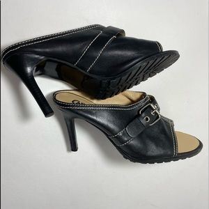 CARLOS By Carlos Santana Black PeepToe Mule Sz 8.5 EUC